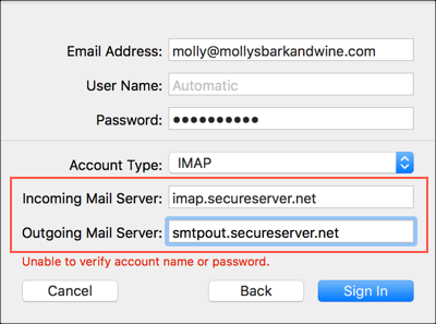 mac email server settings